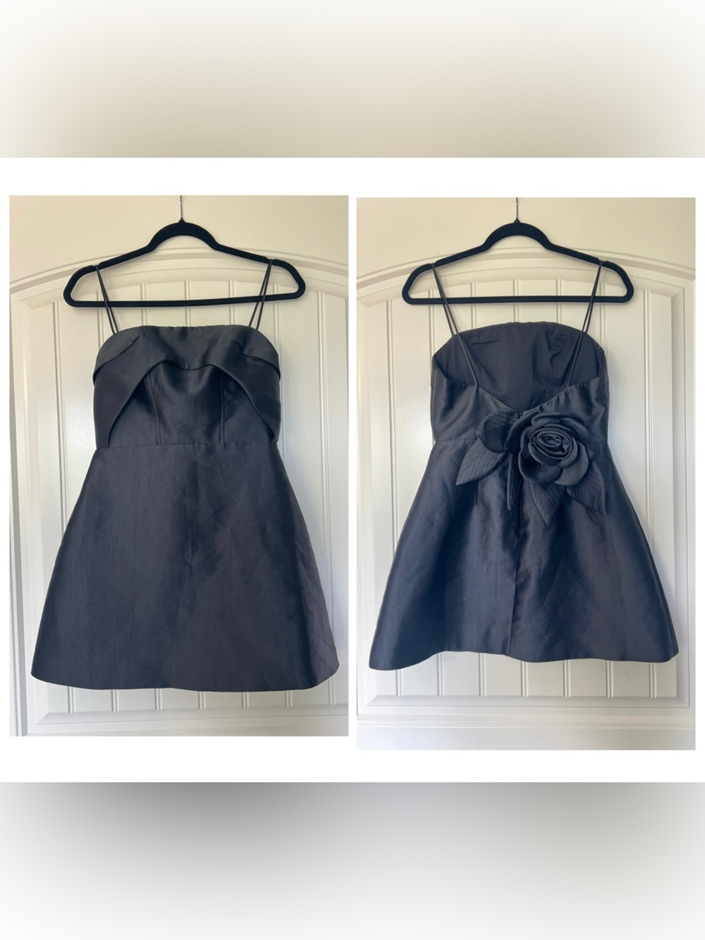 VY'S CLOSET Coquette Satin Tulip Mini Dress Size M Black